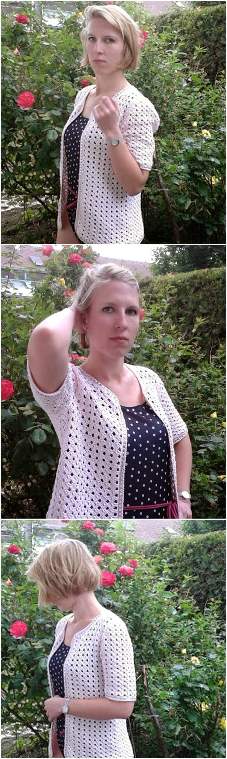 23 - crochet embellished jacket free pattern