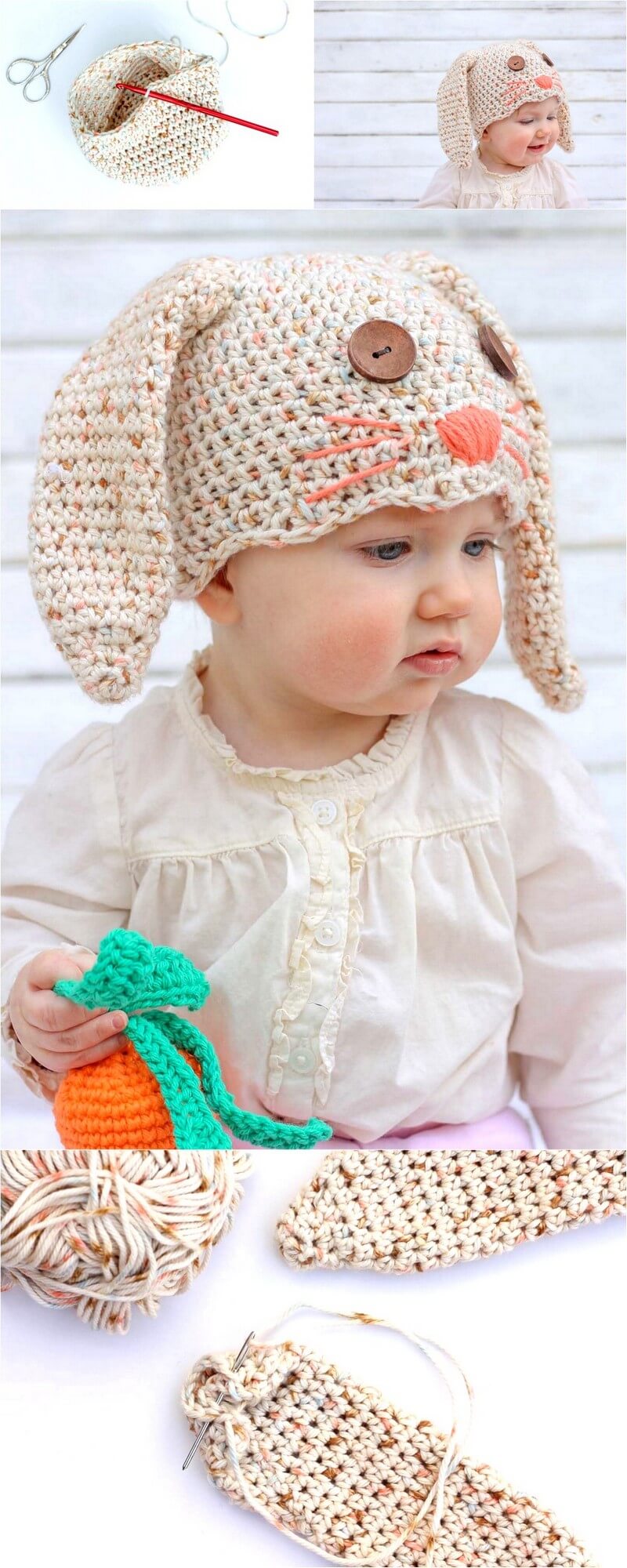 101 FREE CROCHET BUNNY HAT PATTERN (NEWBORN-TODDLER) 1