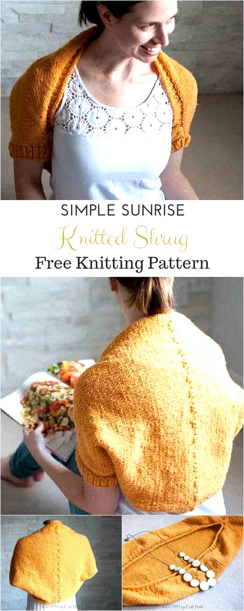 107 SIMPLE SUNRISE KNITTED SHRUG PATTERN 1