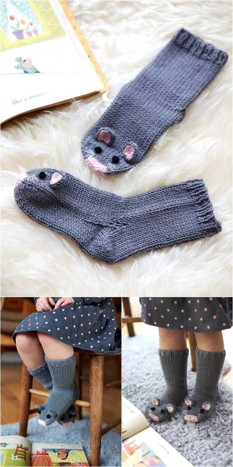 11 DIY Knit Mice Socks 1
