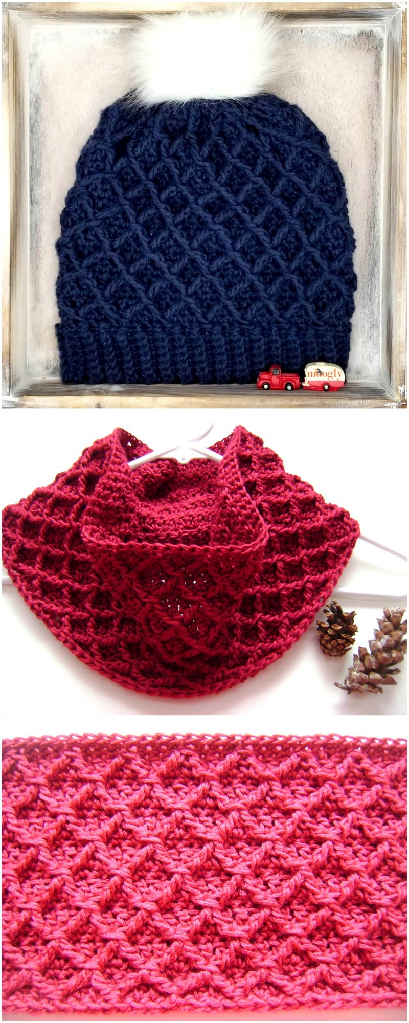 13 DIAMOND CROCHET COWL 1