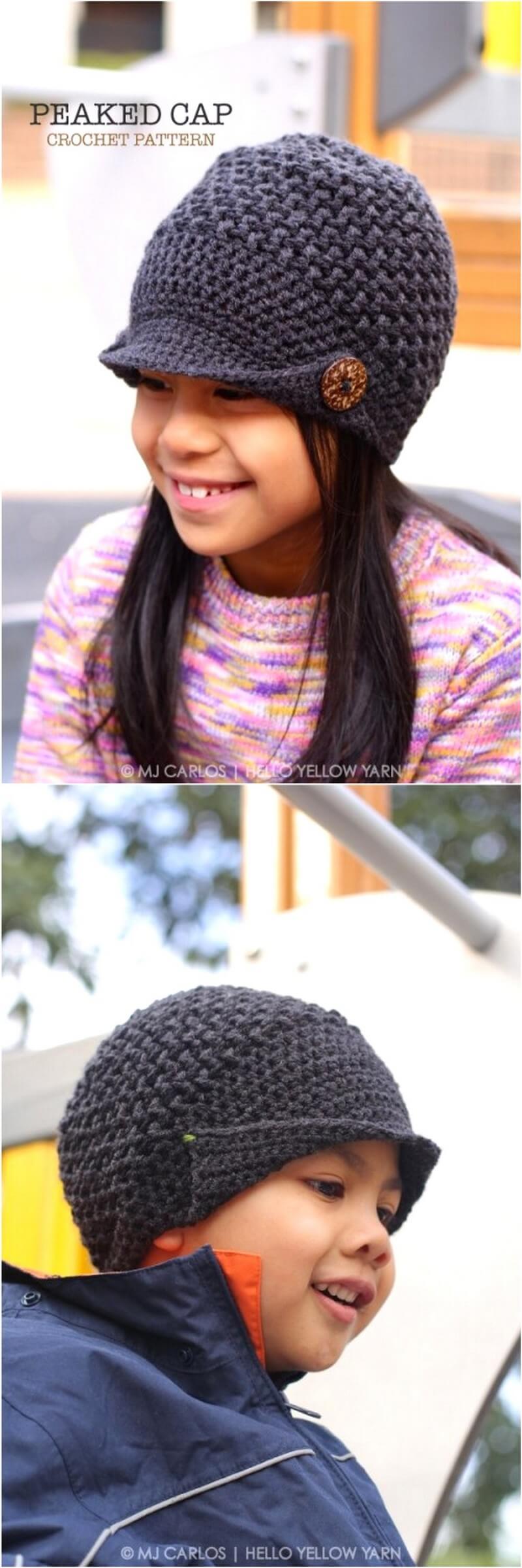 135 crochet-peaked-cap-free-pattern 1