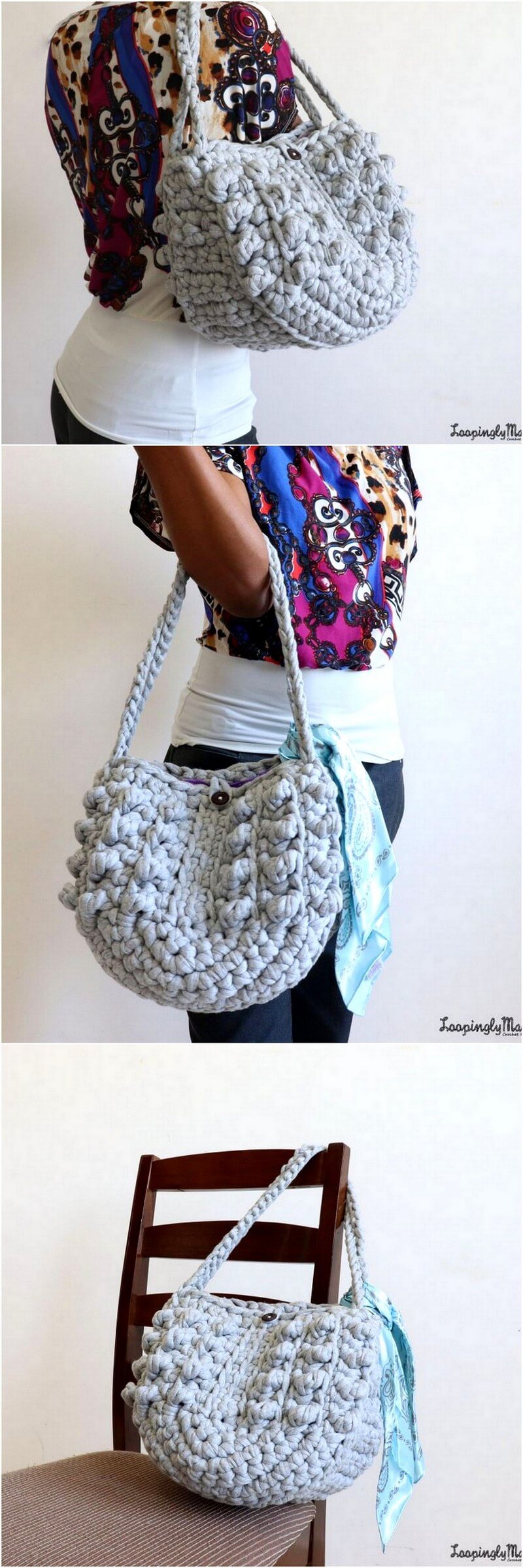 14 CHUNKY T-SHIRT CROCHET TOTE- FREE PATTERN 1