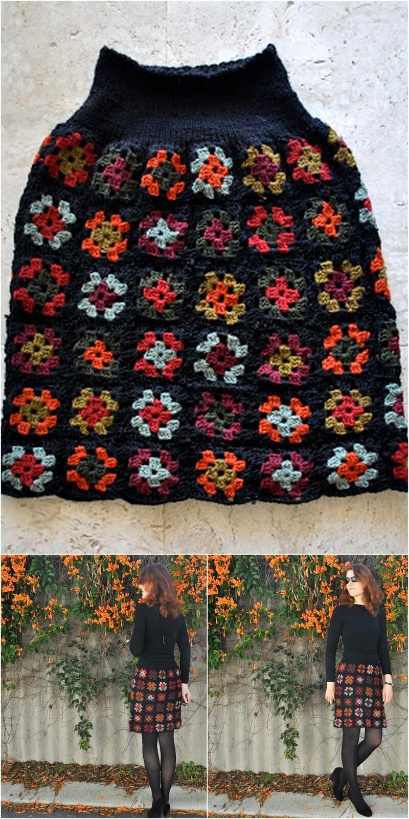 151 Crocheted Granny-squares skirt 1