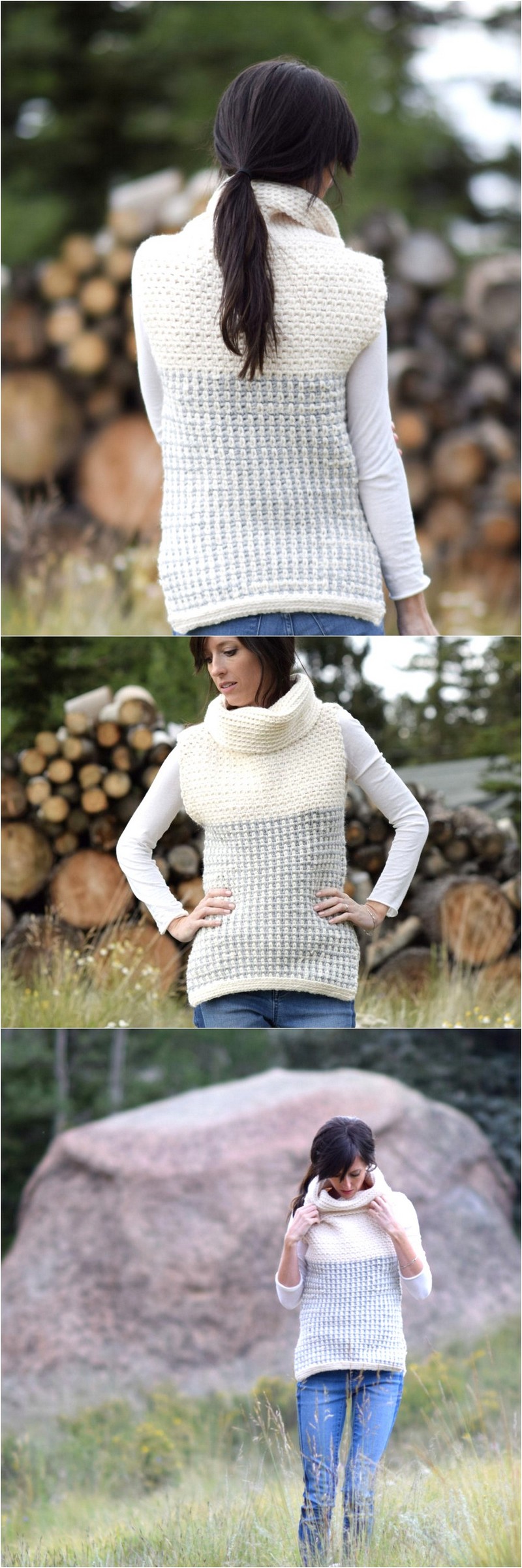 16 Easy Crochet Cowled Sweater Vest 1