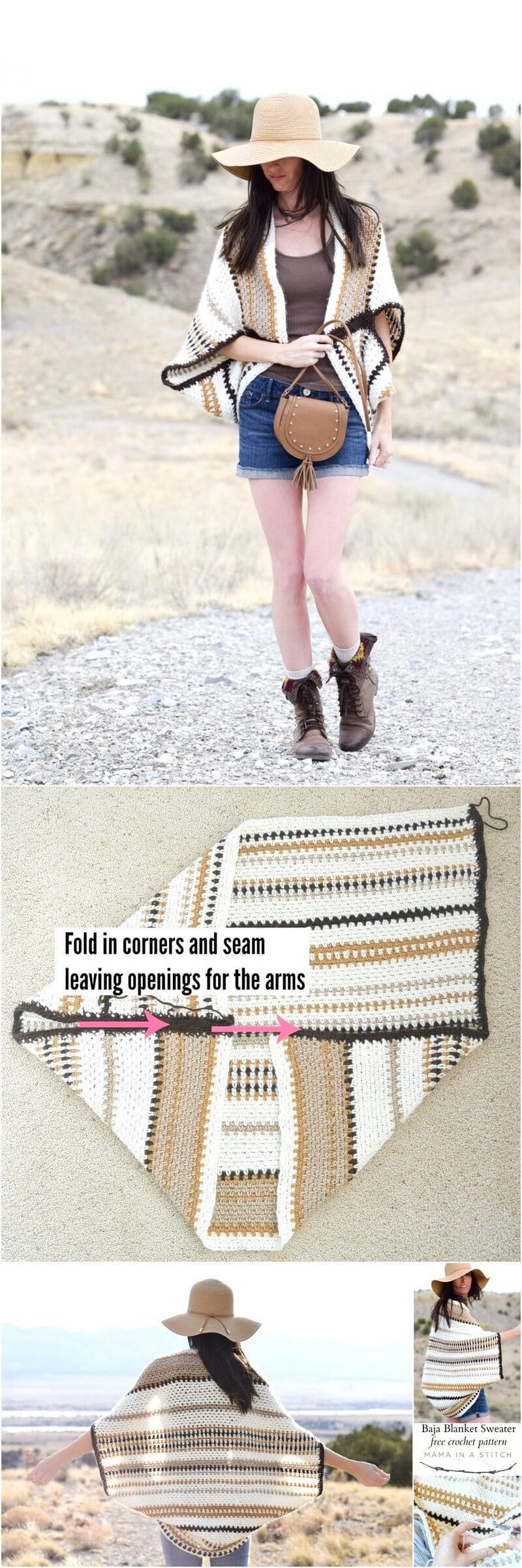 175 Baja Blanket Sweater Crochet Pattern 1'
