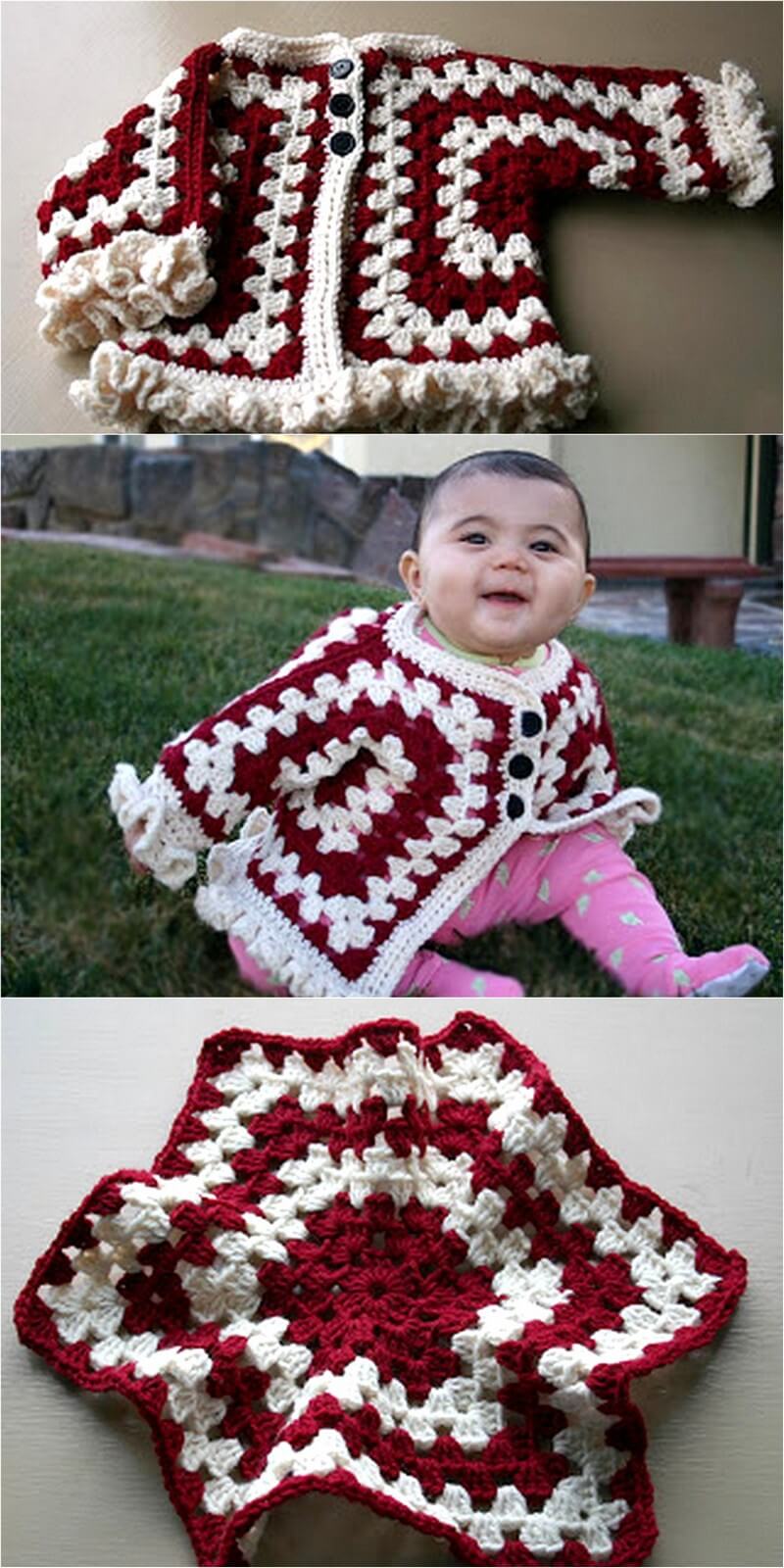 186 Hexagon Baby Jacket with Ruffles 1