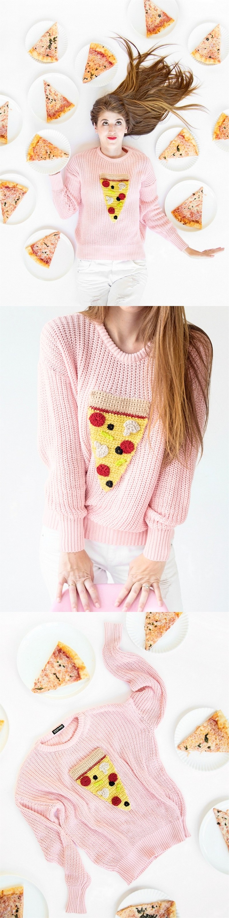2 CROCHET PIZZA SWEATER