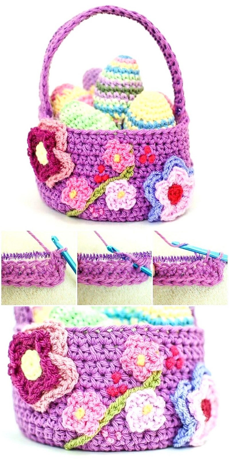 24 Spring Easter Basket Crochet Pattern 1