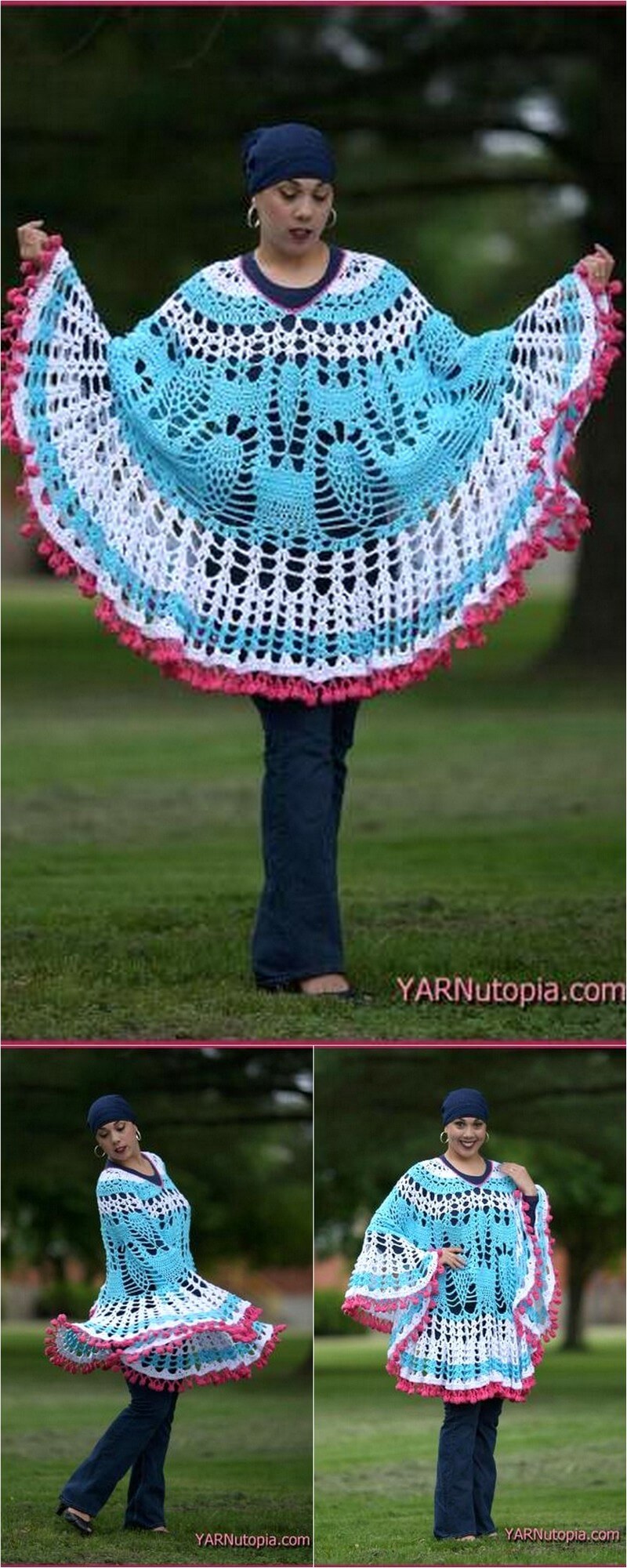 241 Pom Poms and Pineapples Poncho 1