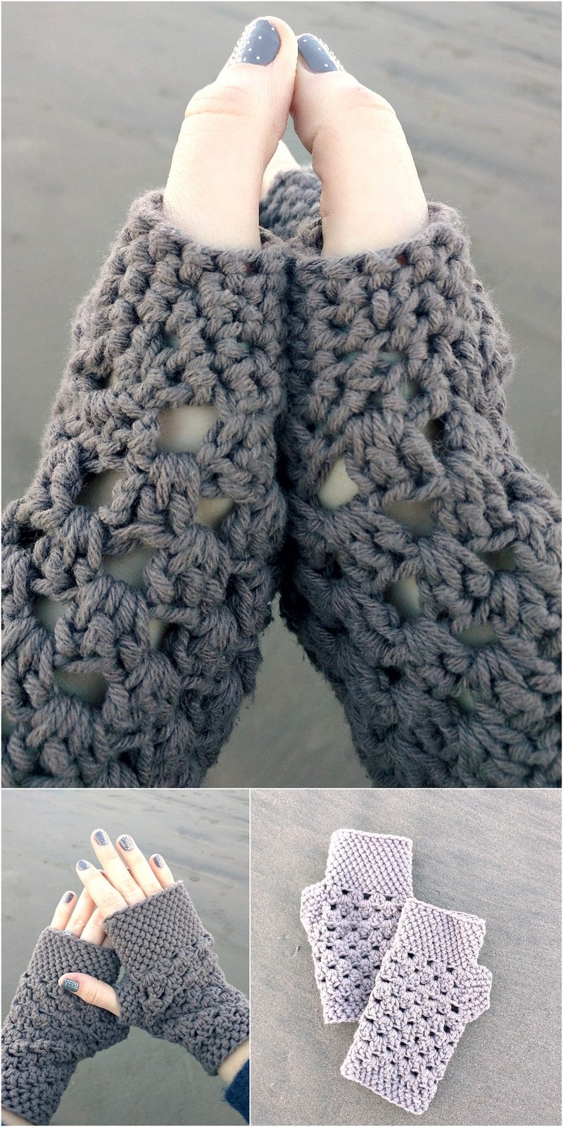 26 CHUNKY FINGERLESS GLOVES (FREE CROCHET PATTERN 1