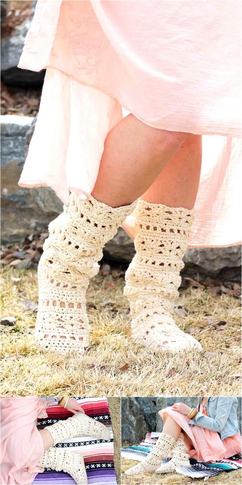 27 COACHELLA BOOTS – FREE CROCHET SHOE PATTERN WITH FLIP FLOP SOLES 1