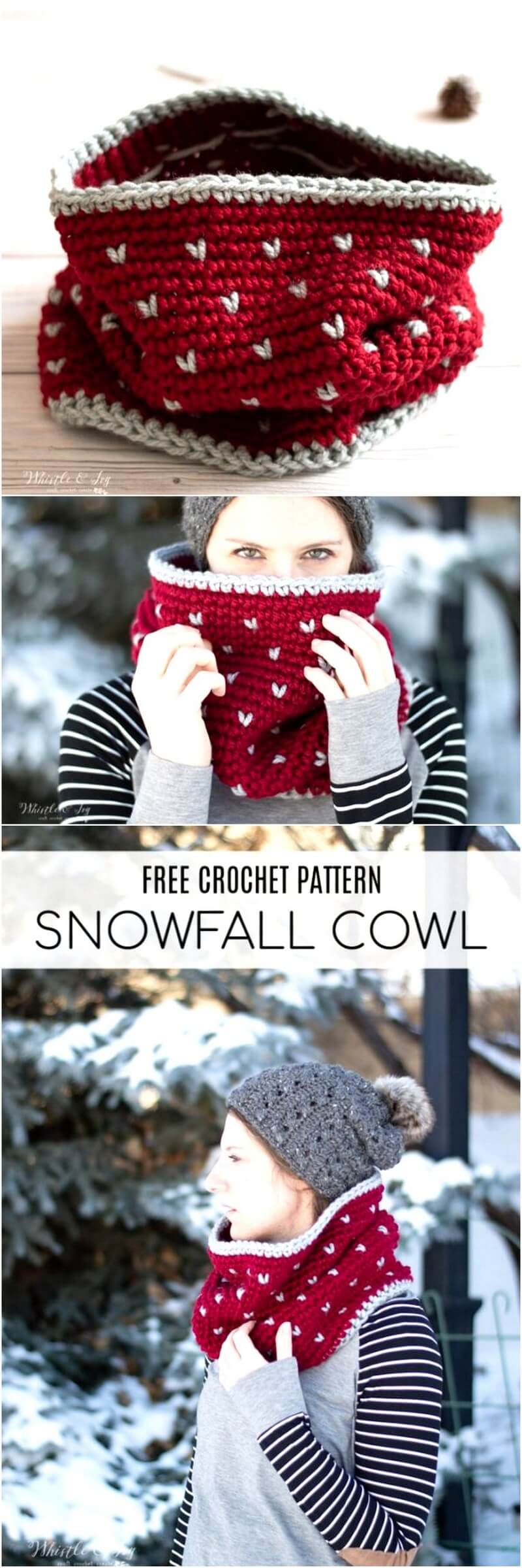 27 Chunky Snowfall Fair Isle Cowl – Free Crochet Pattern 1