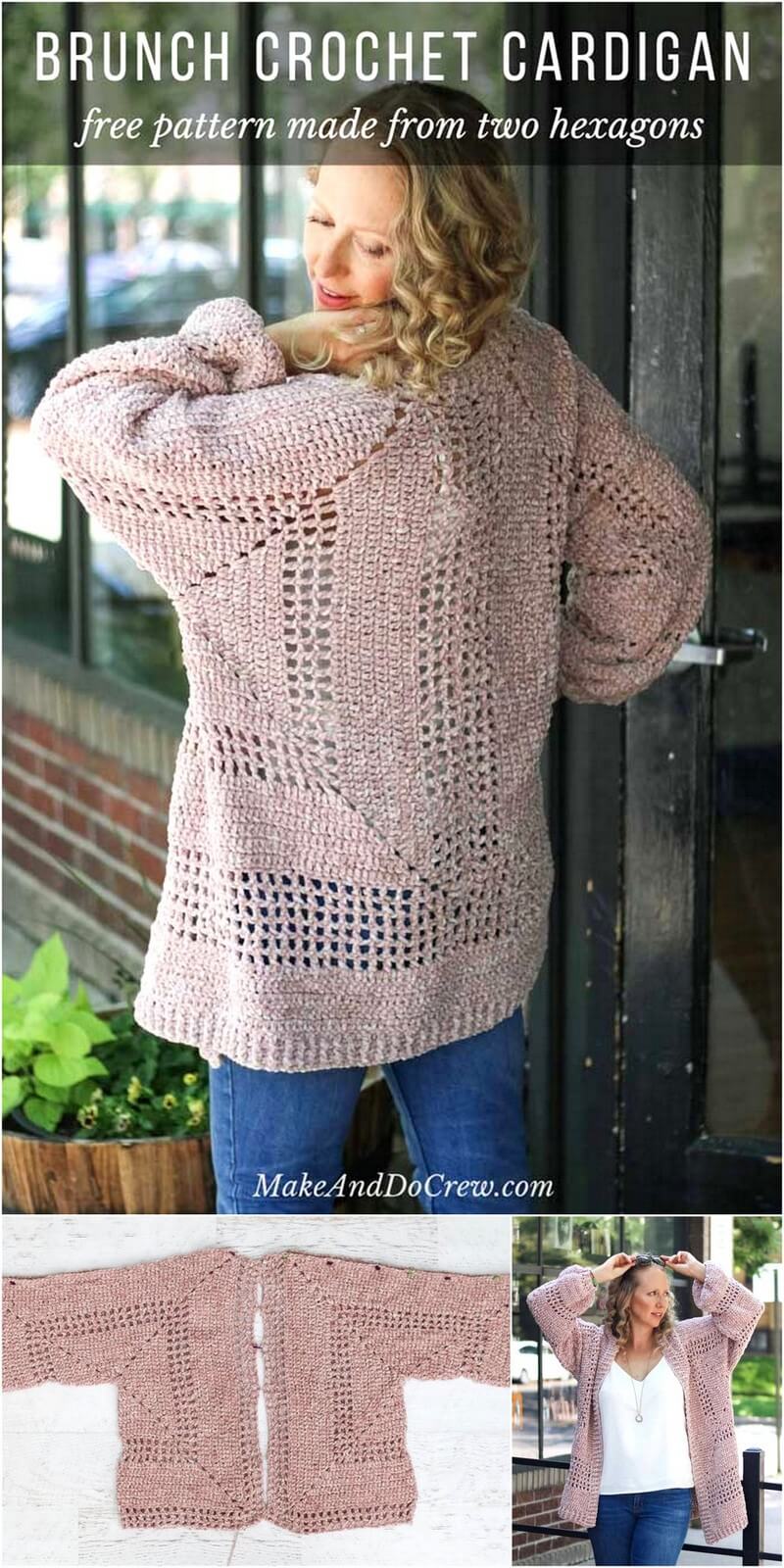 27 HEXAGON CROCHET CARDIGAN SWEATER – FREE PATTERN 1