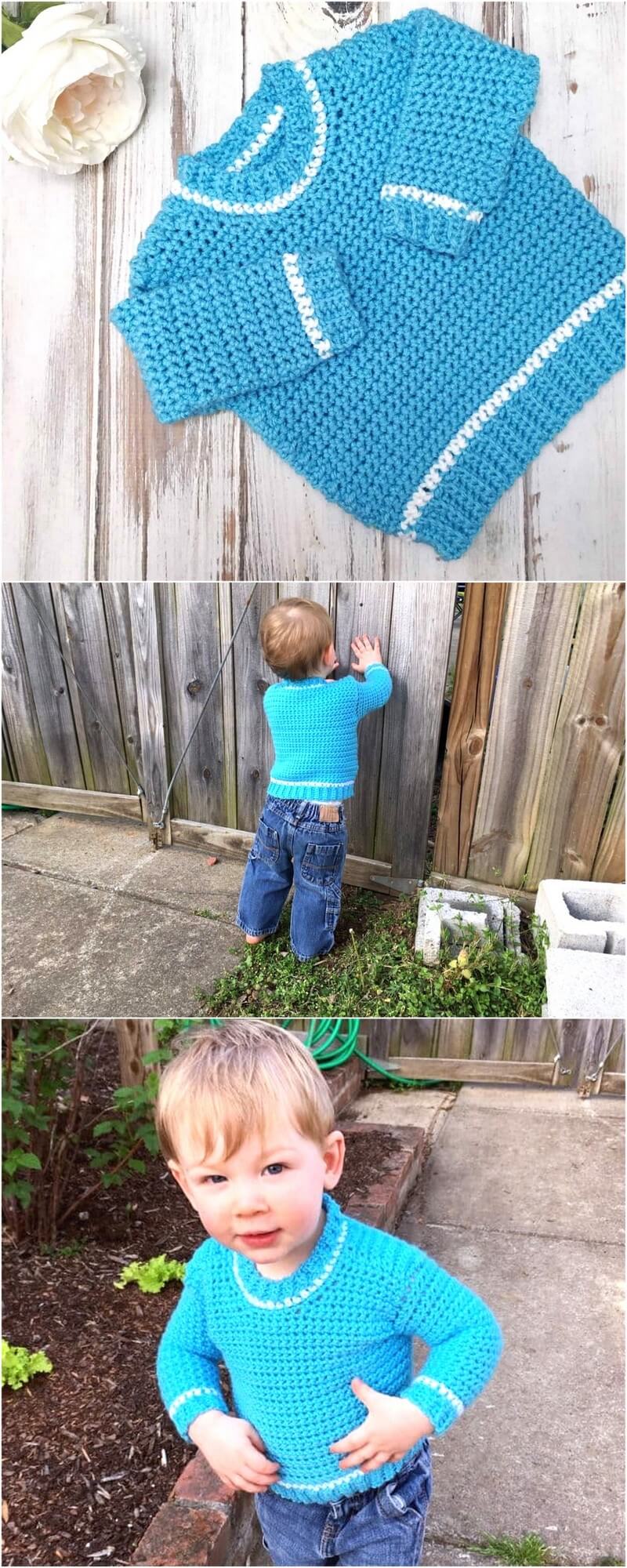 28 BABY RIBBED SHOULDER SWEATER – FREE CROCHET PATTERN 1