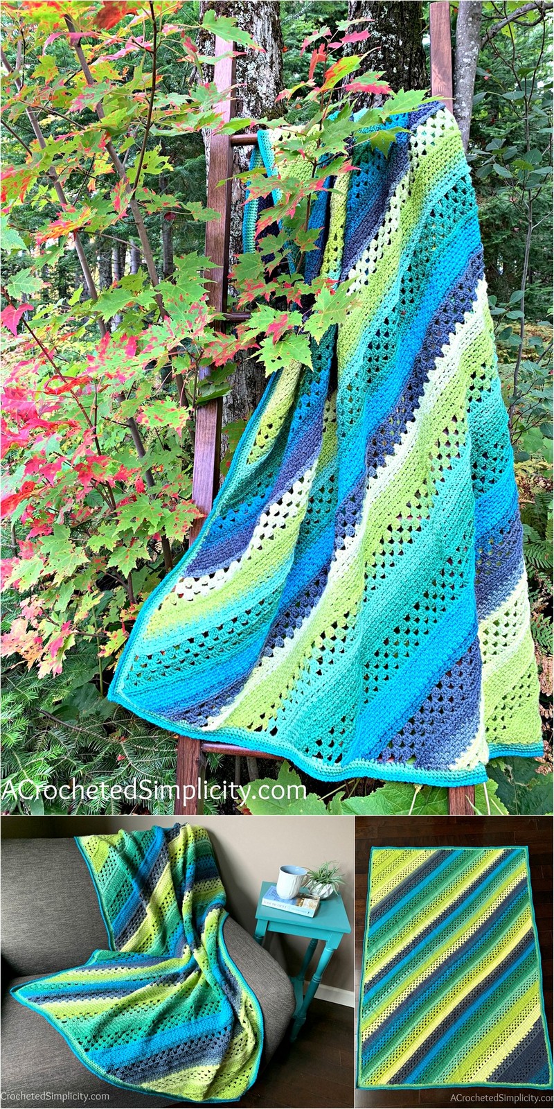29 ON THE BIAS RECTANGULAR AFGHAN – FREE CROCHET BLANKET PATTERN 1