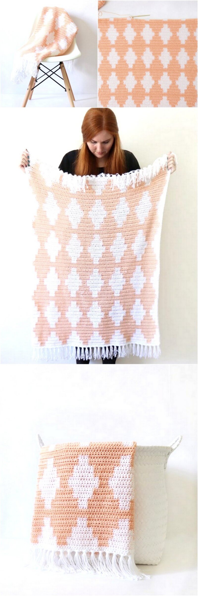 32 Crochet Block Diamond Blanket 1