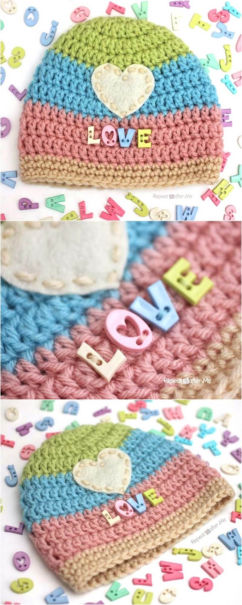 34love button crochet hat 1