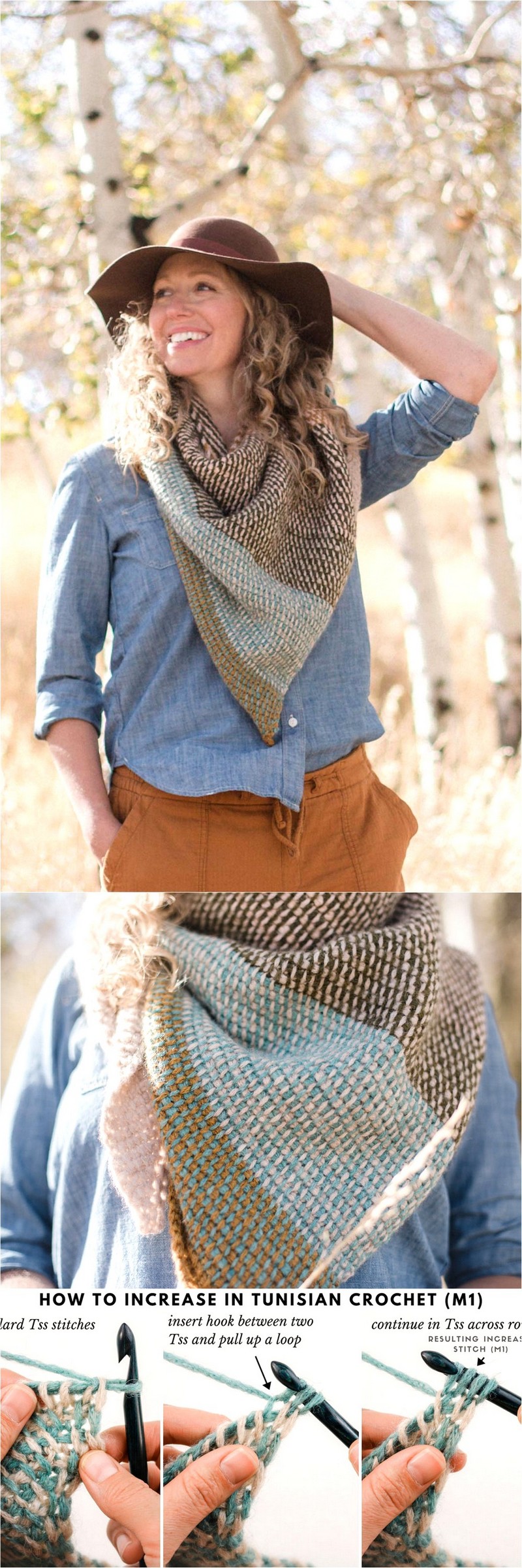 36 BRUSHLAND TUNISIAN CROCHET SCARF PATTERN – FREE! 1