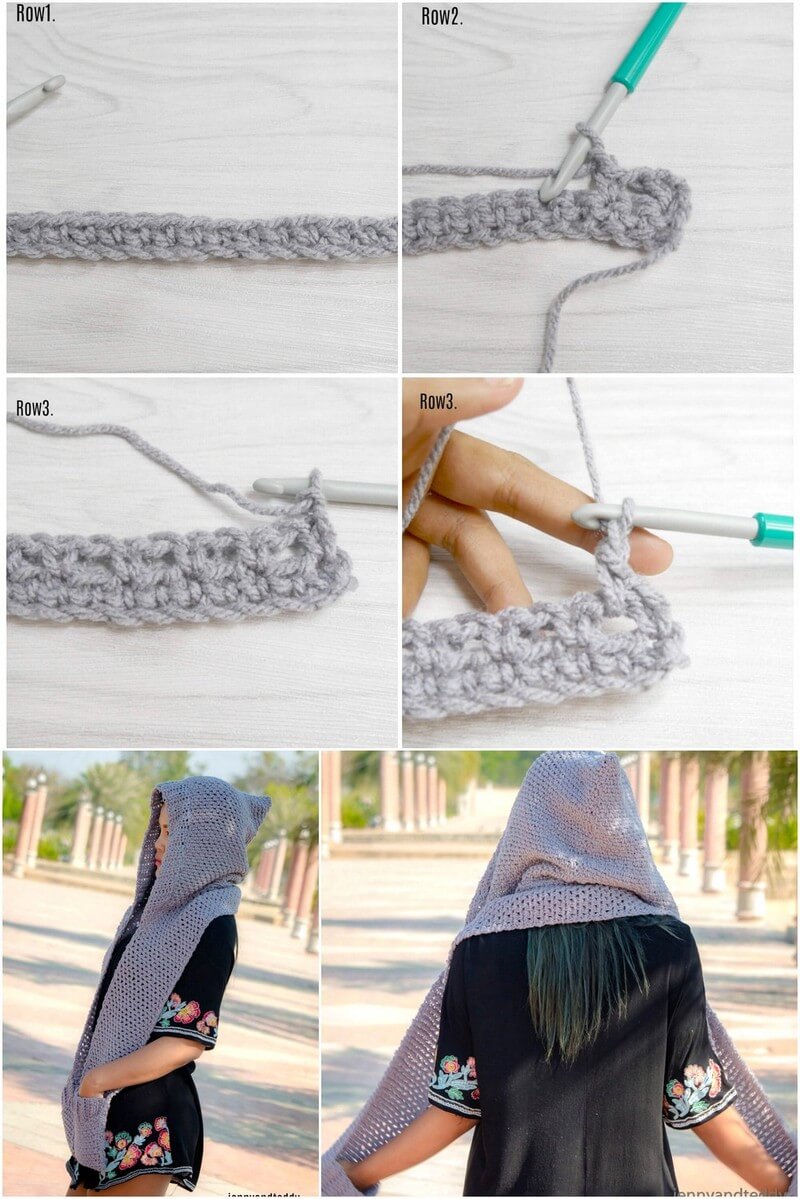 38 Chloe hooded pockets scarf free crochet pattern 1