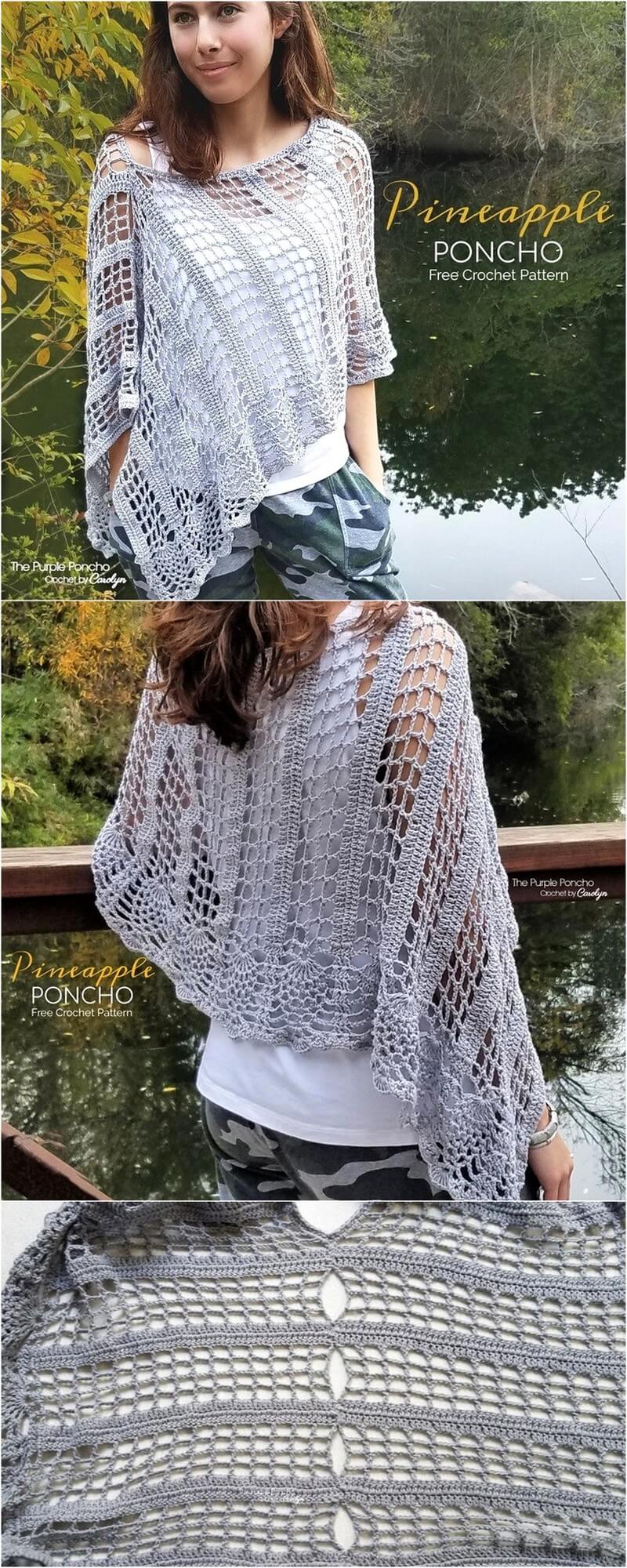 39 Pineapple Poncho Free Crochet Pattern 1