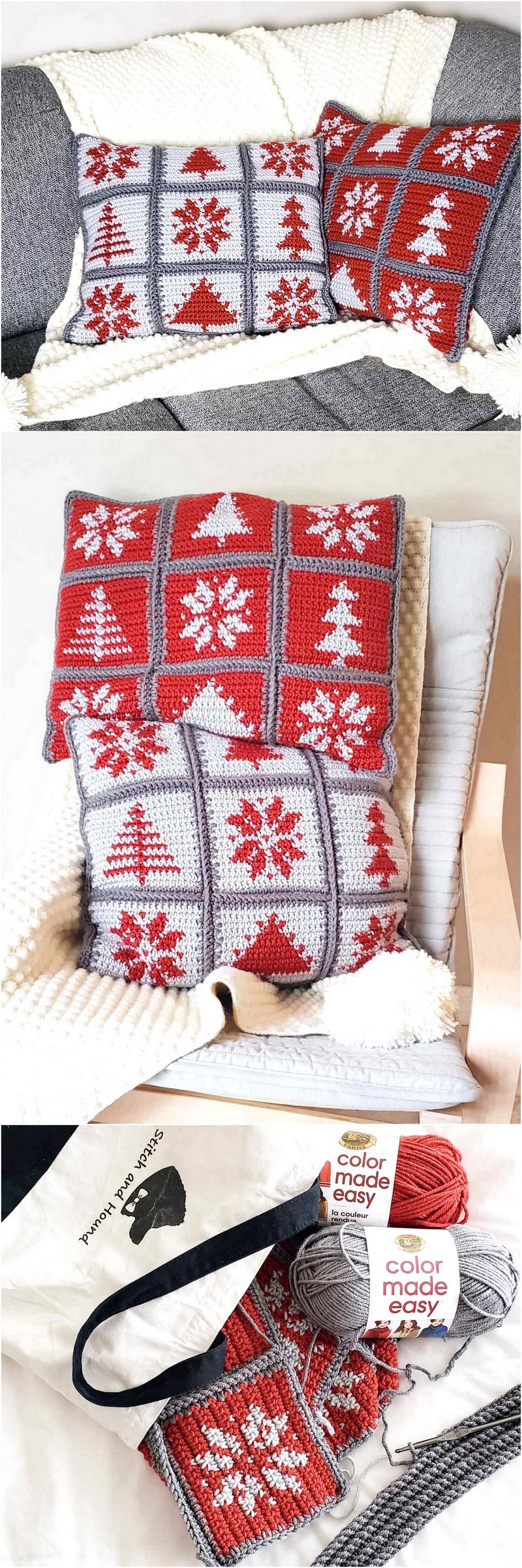40 CHRISTMAS TAPESTRY CROCHET PILLOW – FREE PATTERN BY STITCH AND HOUND 1