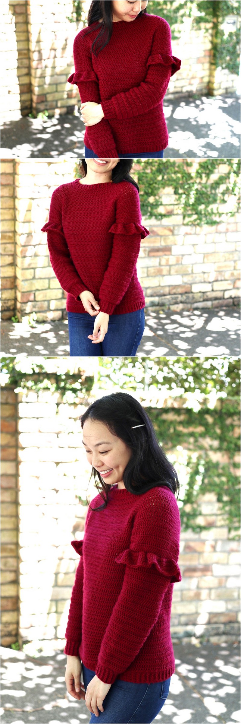 41 CROCHET CHRISTMAS RUFFLE SWEATER – FREE PATTERN + VIDEO TUTORIAL 1