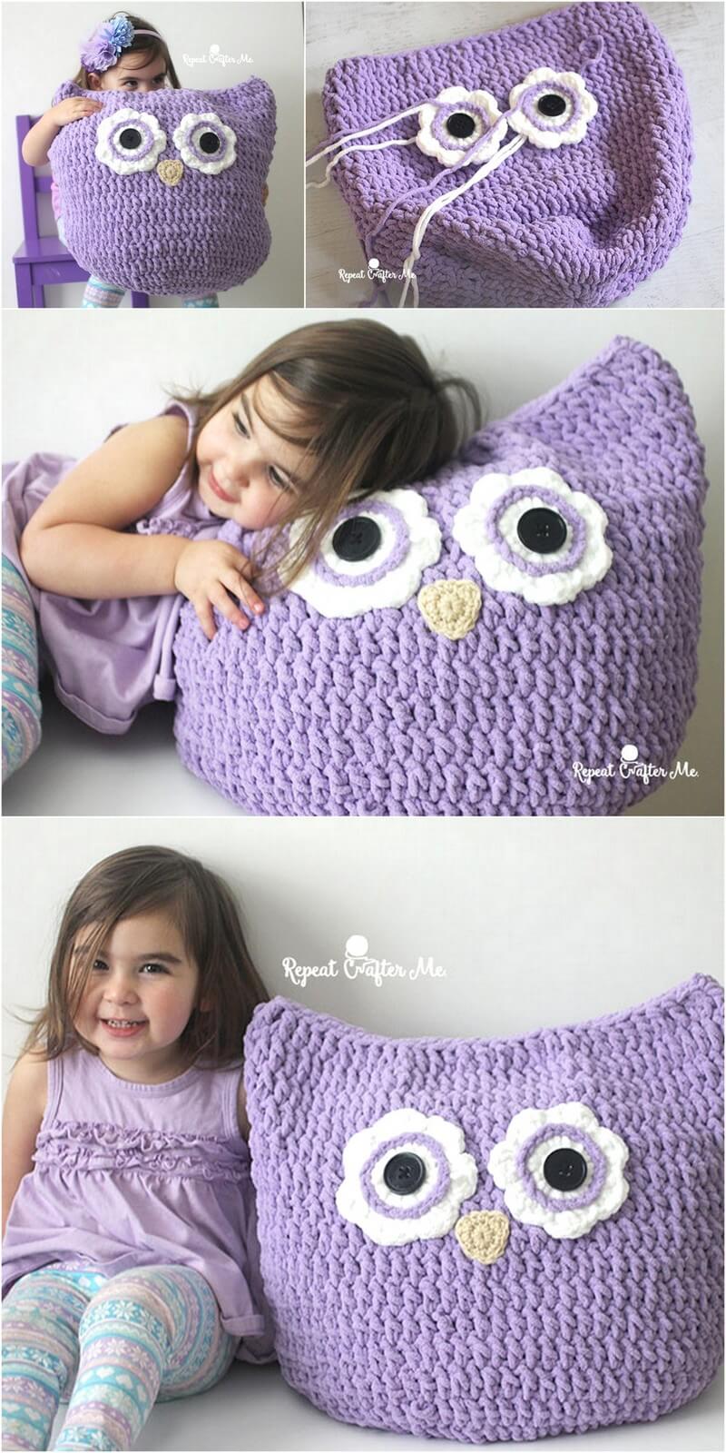 41crochet oversized owl pillow 1