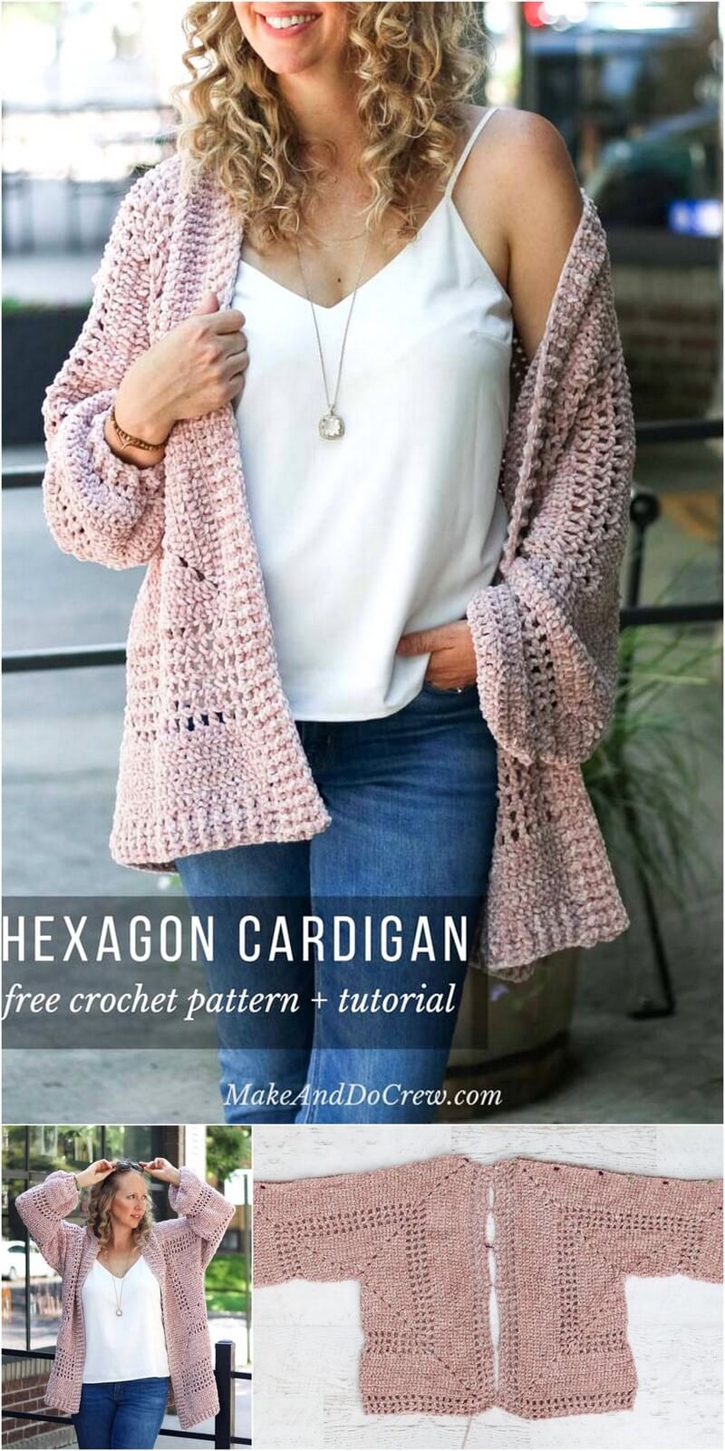 46 HEXAGON CROCHET CARDIGAN SWEATER – FREE PATTERN 1