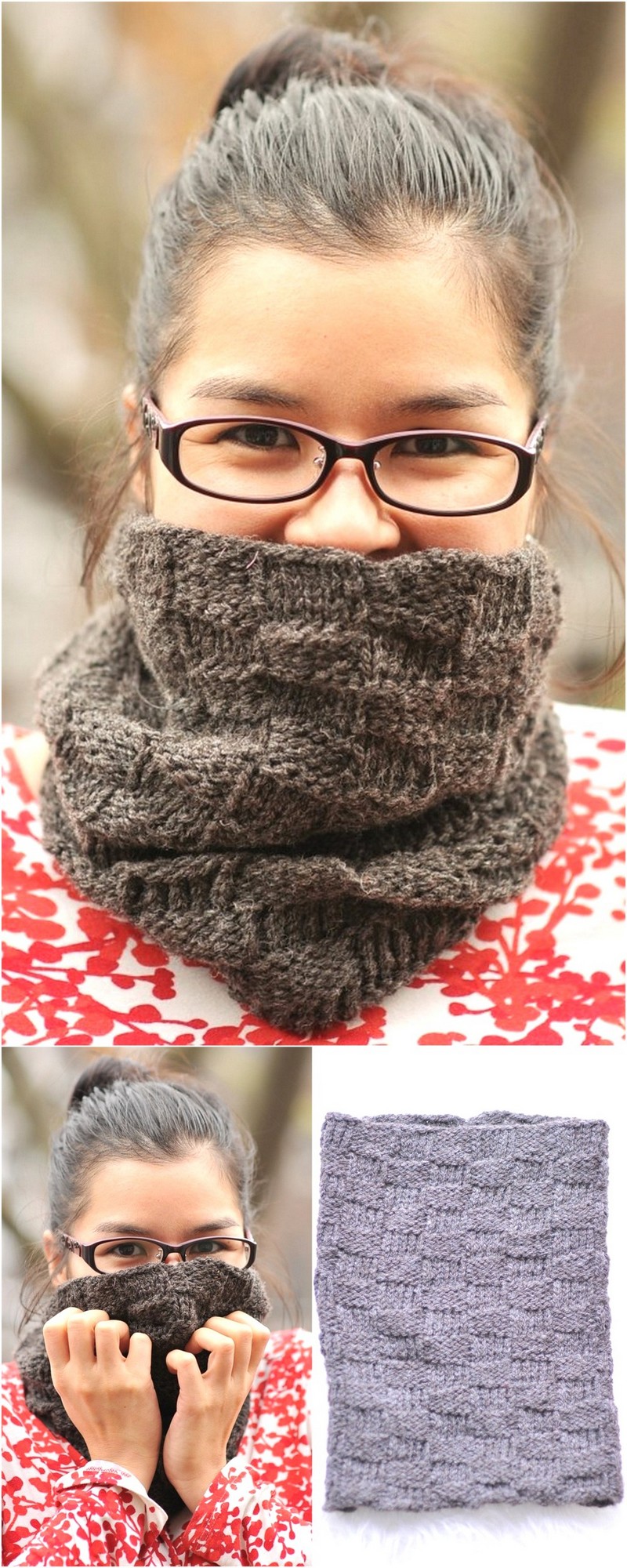 47 Knit Checkerboard Cowl and Free Pattern 1