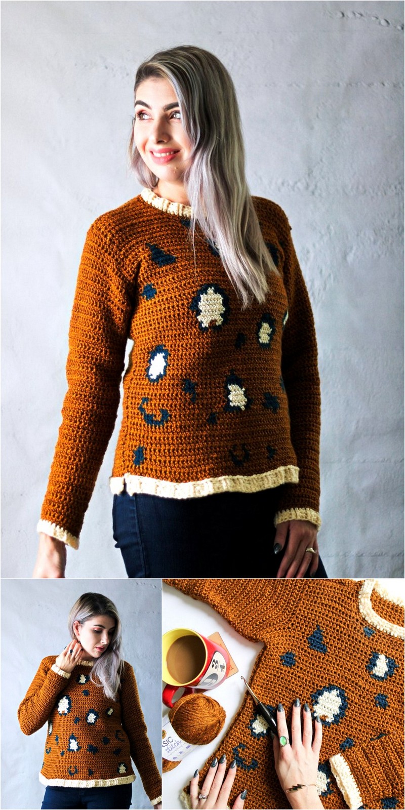 47 Lee’s Leopard Print Pullover – Free Crochet Pattern 1