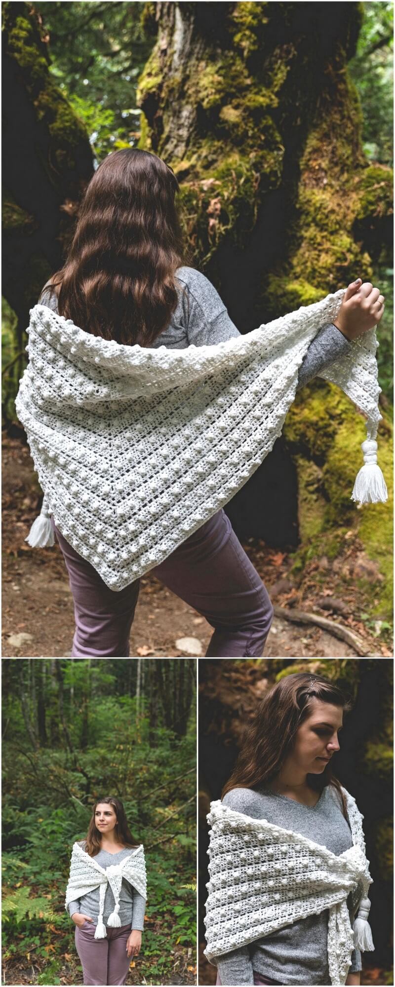 49 Crochet Bobble Stitch Shawl – Free Crochet Pattern 1