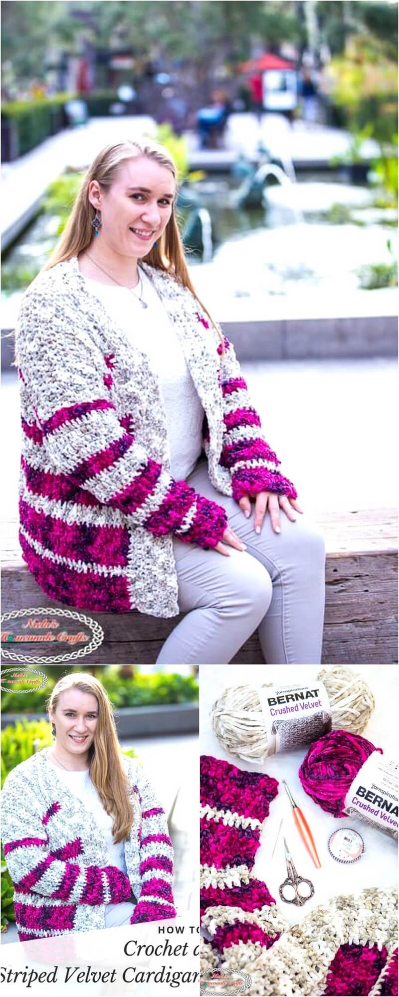 50 CROCHET STRIPED VELVET CARDIGAN – FREE PATTERN 1