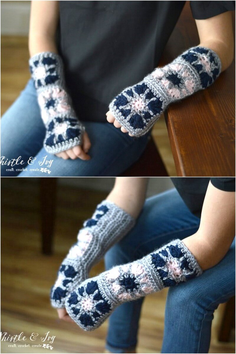 54 Starburst Granny Square Arm Warmers 1