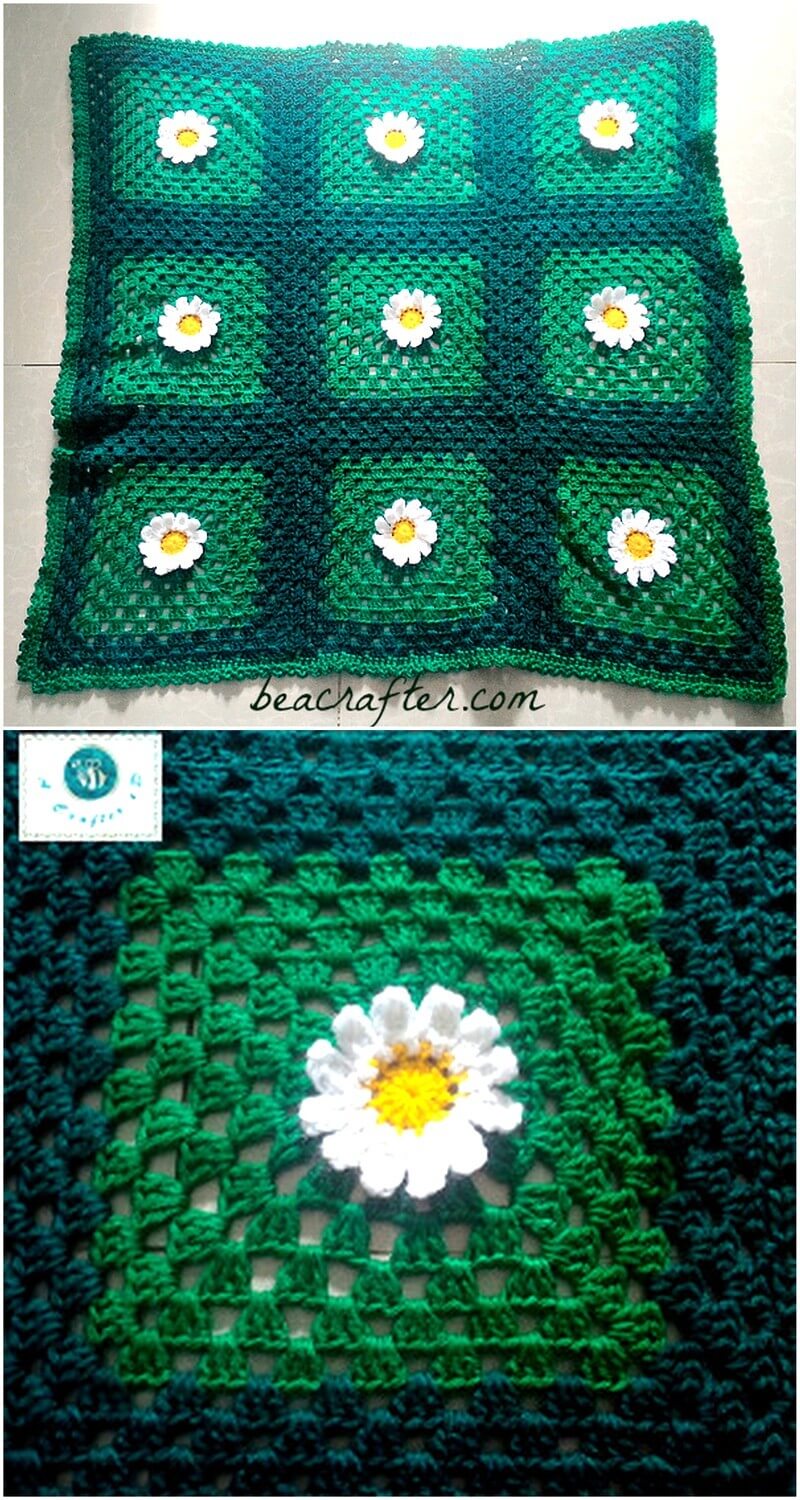 59 Crochet wild daisies baby blanket 1
