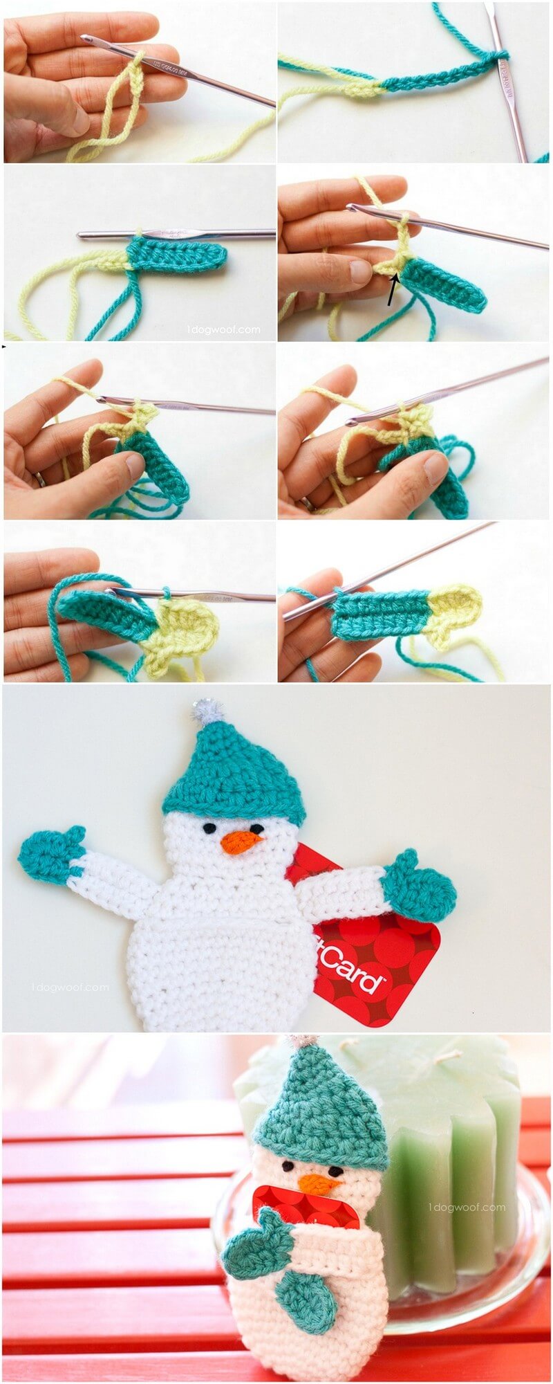 6 SNOWMAN GIFT CARD HOLDER CROCHET PATTERN 1