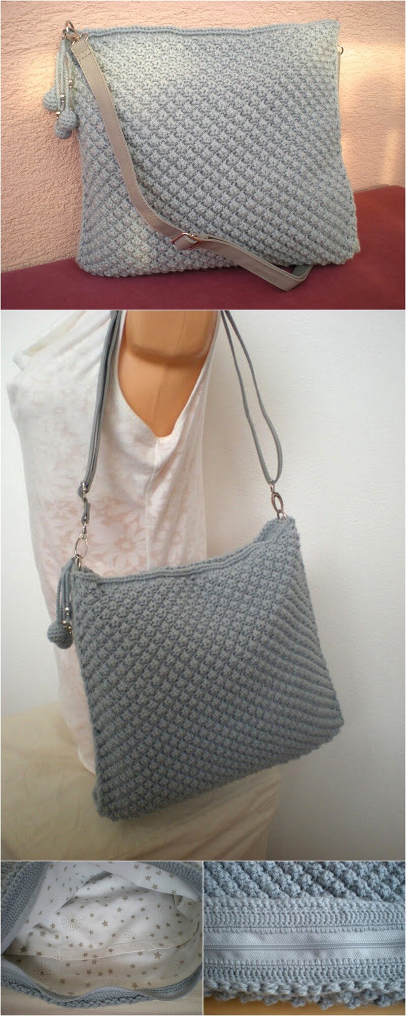7 Grey bubble purse with beaded charm 1