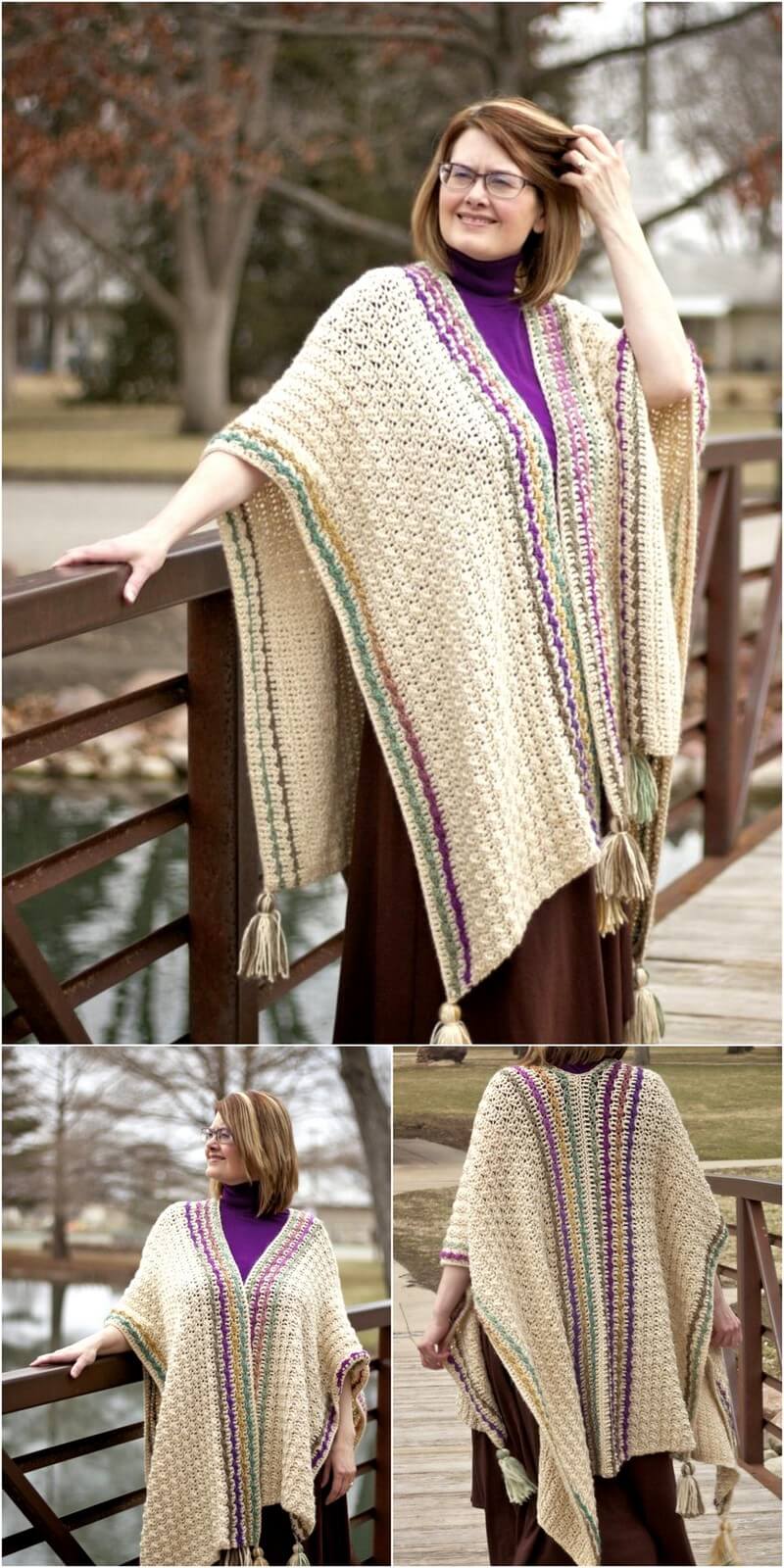 9 Many Wonders Ruana Wrap Free Crochet Pattern 1