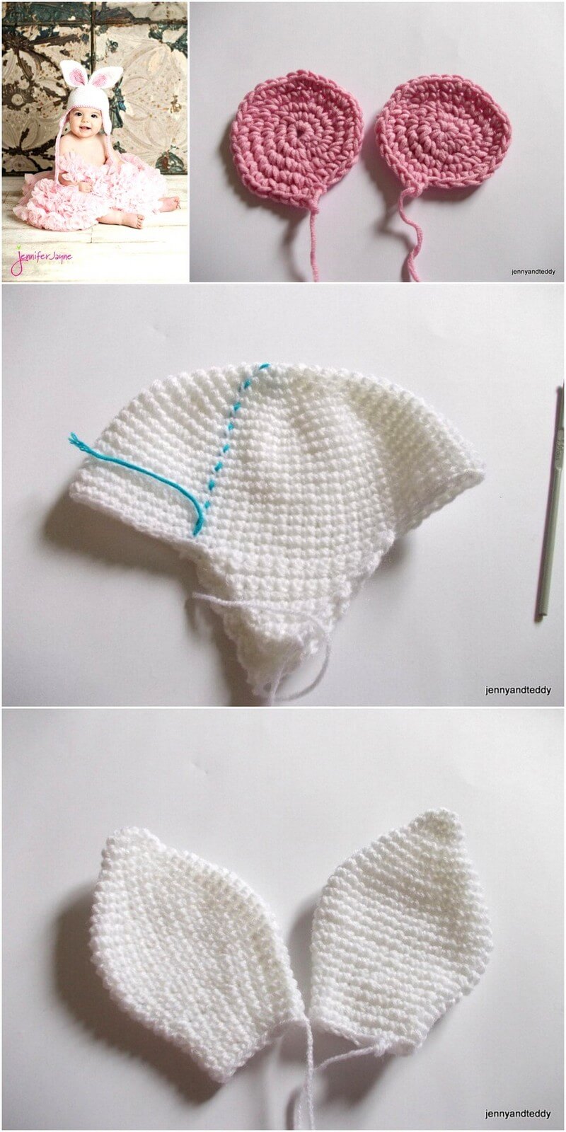 95 Easter bunny crochet hat free pattern 1