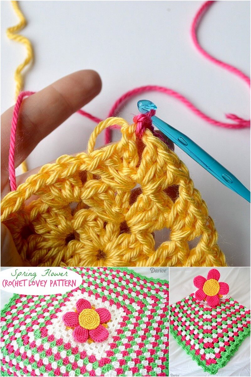 98 SPRING FLOWER CROCHET LOVEY PATTERN 1